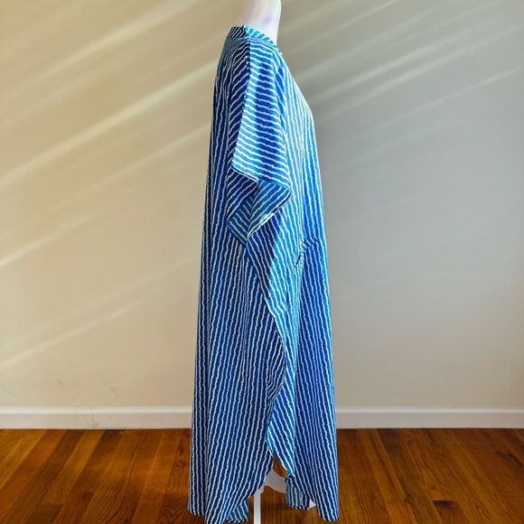 Riviera Breeze Blue Vertical Stripe Kaftan with Pockets - One size fits most - Picture 4 of 6